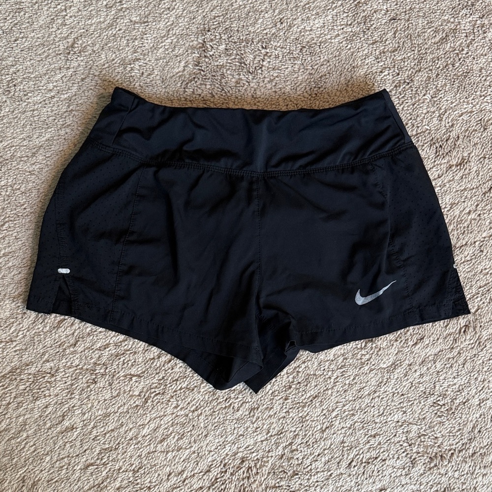 Nike Black Womens Athletic Shorts with Reflective Swoosh